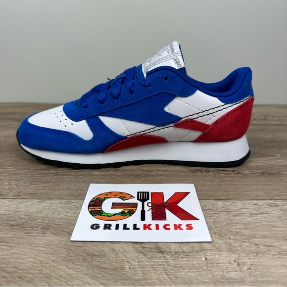 Youth Reebok Classic Leather Blue Red Boys HQ1470 - Picture 3 of 5